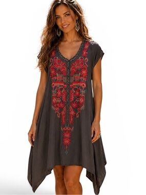 Johnny Was Biya Jarusha heavily embroidered silk dress NWT
